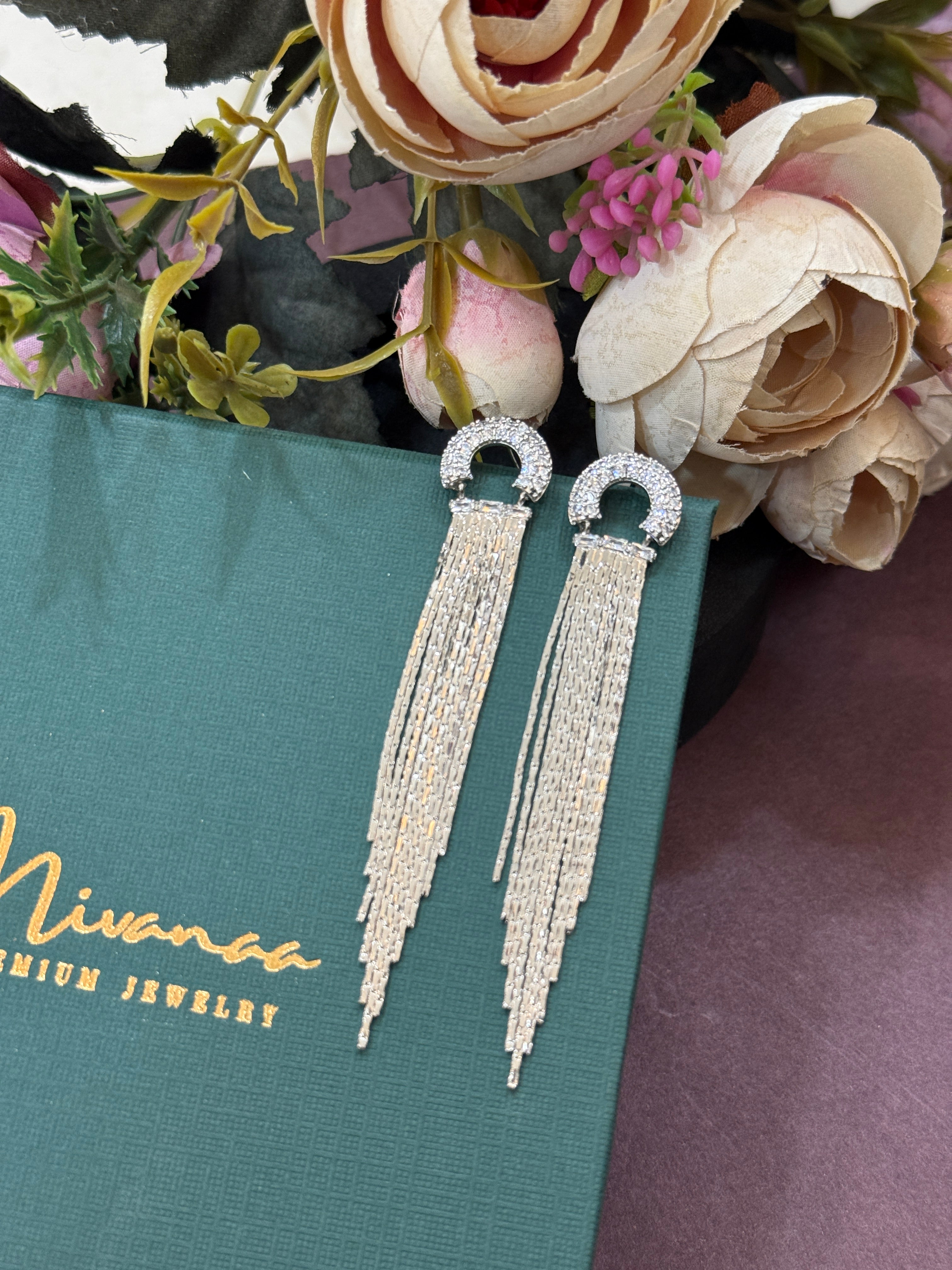 Dazzling Crystal Tassel Drop Earrings